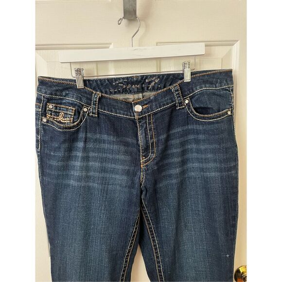 Seven7 Medium Wash Thick Stitch Embellished Bootcut Jeans sz 20 EUC - Picture 2 of 7